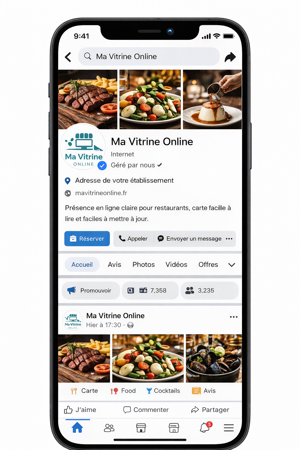 Aperçu Facebook Ma Vitrine Online